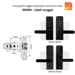 Tuya Kunci Pintu 5 In 1 Smart Door Lock with Doorbell Indonesia Kunci Pintu Sidik Jari Password Kunci Pintu Kamar with Electronic Anti-Lock