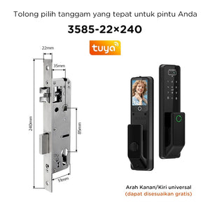 7 In 1 Tuya Smart Door Lock Suara Bahasa Indonesia Pengenalan Wajah Fingerprint Fully Automatic Kunci Pintu Rumah Kamera Intercom Video Live Untuk Pintu Kayu
