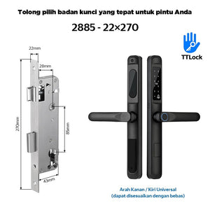 TTLOCK Smart Door Lock Fingerprint Kunci Pintu Sliding Slim Kunci Pintu Rumah Waterproof Kunci Pintu Kamar Zinc Alloy Door Lock for Sliding Door