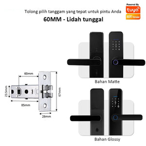 Tuya Kunci Pintu 5 In 1 Smart Door Lock with Doorbell Indonesia Kunci Pintu Sidik Jari Password Kunci Pintu Kamar with Electronic Anti-Lock