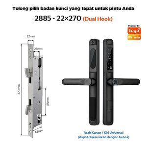 Tuya Smart Door Lock with Doorbell Fingerprint Kunci Pintu Geser Mendukung Bahasa Indonesia Pssword Smart Lock Pintu Rumah for Sliding Aluminum Door