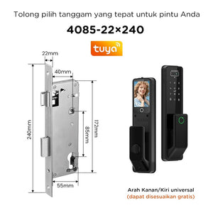 7 In 1 Tuya Smart Door Lock Suara Bahasa Indonesia Pengenalan Wajah Fingerprint Fully Automatic Kunci Pintu Rumah Kamera Intercom Video Live Untuk Pintu Kayu