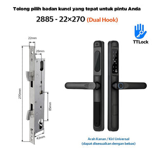TTLOCK Smart Door Lock Fingerprint Kunci Pintu Sliding Slim Kunci Pintu Rumah Waterproof Kunci Pintu Kamar Zinc Alloy Door Lock for Sliding Door