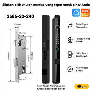 Kunci Pintu Digital Tuya Smart Door Lock 6 In 1 Face Recognition Full Otomatis Camera Intercom Live Video via APP Pintu Sliding Geser Besi Aluminium Slim Lock