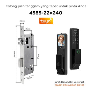 7 In 1 Tuya Smart Door Lock Suara Bahasa Indonesia Pengenalan Wajah Fingerprint Fully Automatic Kunci Pintu Rumah Kamera Intercom Video Live Untuk Pintu Kayu