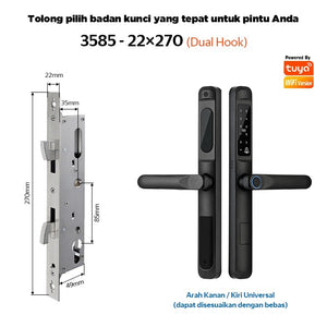 Tuya Smart Door Lock with Doorbell Fingerprint Kunci Pintu Geser Mendukung Bahasa Indonesia Pssword Smart Lock Pintu Rumah for Sliding Aluminum Door