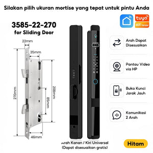Kunci Pintu Digital Tuya Smart Door Lock 6 In 1 Face Recognition Full Otomatis Camera Intercom Live Video via APP Pintu Sliding Geser Besi Aluminium Slim Lock