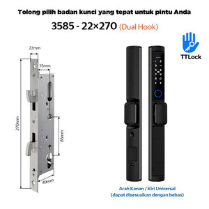 TTLOCK Waterproof Smart Door Lock Indonesia System 5 In 1 Kunci Pintu Sliding Geser Fingerprint Kunci Pintu Rumah for Aluminum Door
