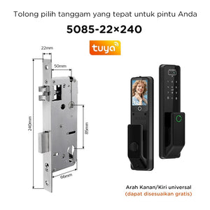 7 In 1 Tuya Smart Door Lock Suara Bahasa Indonesia Pengenalan Wajah Fingerprint Fully Automatic Kunci Pintu Rumah Kamera Intercom Video Live Untuk Pintu Kayu