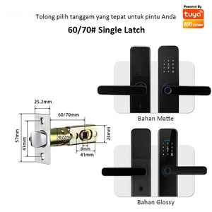 Tuya Kunci Pintu 5 In 1 Smart Door Lock with Doorbell Indonesia Kunci Pintu Sidik Jari Password Kunci Pintu Kamar with Electronic Anti-Lock