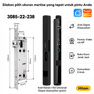 Kunci Pintu Digital Tuya Smart Door Lock 6 In 1 Face Recognition Full Otomatis Camera Intercom Live Video via APP Pintu Sliding Geser Besi Aluminium Slim Lock