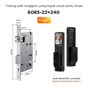 7 In 1 Tuya Smart Door Lock Suara Bahasa Indonesia Pengenalan Wajah Fingerprint Fully Automatic Kunci Pintu Rumah Kamera Intercom Video Live Untuk Pintu Kayu