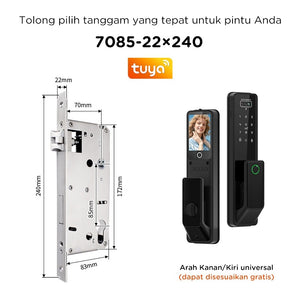 7 In 1 Tuya Smart Door Lock Suara Bahasa Indonesia Pengenalan Wajah Fingerprint Fully Automatic Kunci Pintu Rumah Kamera Intercom Video Live Untuk Pintu Kayu