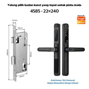 Tuya Smart Door Lock with Doorbell Fingerprint Kunci Pintu Geser Mendukung Bahasa Indonesia Pssword Smart Lock Pintu Rumah for Sliding Aluminum Door