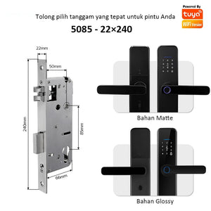 Tuya Kunci Pintu 5 In 1 Smart Door Lock with Doorbell Indonesia Kunci Pintu Sidik Jari Password Kunci Pintu Kamar with Electronic Anti-Lock