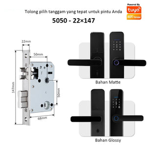 Tuya Kunci Pintu 5 In 1 Smart Door Lock with Doorbell Indonesia Kunci Pintu Sidik Jari Password Kunci Pintu Kamar with Electronic Anti-Lock
