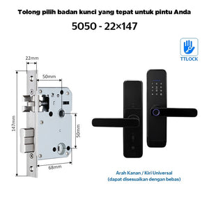 TTLOCK Bluetooth Smart Door Lock with Doorbell Kunci Pintu Sidik Jari APP Remote Unlock Password Kunci Pintu for Home Hotel Office