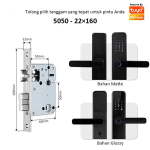 Tuya Kunci Pintu 5 In 1 Smart Door Lock with Doorbell Indonesia Kunci Pintu Sidik Jari Password Kunci Pintu Kamar with Electronic Anti-Lock