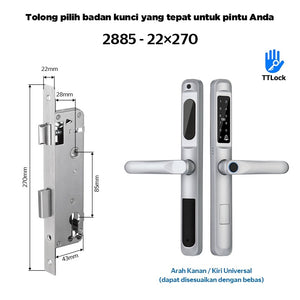 TTLOCK Smart Door Lock Fingerprint Kunci Pintu Sliding Slim Kunci Pintu Rumah Waterproof Kunci Pintu Kamar Zinc Alloy Door Lock for Sliding Door
