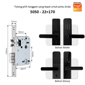 Tuya Kunci Pintu 5 In 1 Smart Door Lock with Doorbell Indonesia Kunci Pintu Sidik Jari Password Kunci Pintu Kamar with Electronic Anti-Lock