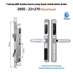 TTLOCK Smart Door Lock Fingerprint Kunci Pintu Sliding Slim Kunci Pintu Rumah Waterproof Kunci Pintu Kamar Zinc Alloy Door Lock for Sliding Door