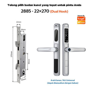 Tuya Smart Door Lock with Doorbell Fingerprint Kunci Pintu Geser Mendukung Bahasa Indonesia Pssword Smart Lock Pintu Rumah for Sliding Aluminum Door