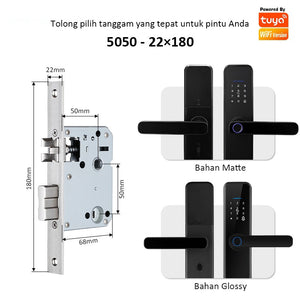 Tuya Kunci Pintu 5 In 1 Smart Door Lock with Doorbell Indonesia Kunci Pintu Sidik Jari Password Kunci Pintu Kamar with Electronic Anti-Lock