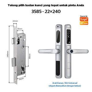Tuya Smart Door Lock with Doorbell Fingerprint Kunci Pintu Geser Mendukung Bahasa Indonesia Pssword Smart Lock Pintu Rumah for Sliding Aluminum Door