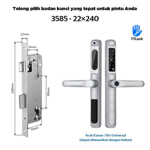 TTLOCK Smart Door Lock Fingerprint Kunci Pintu Sliding Slim Kunci Pintu Rumah Waterproof Kunci Pintu Kamar Zinc Alloy Door Lock for Sliding Door