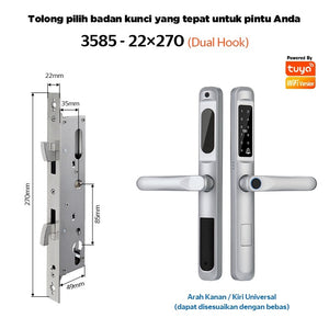 Tuya Smart Door Lock with Doorbell Fingerprint Kunci Pintu Geser Mendukung Bahasa Indonesia Pssword Smart Lock Pintu Rumah for Sliding Aluminum Door
