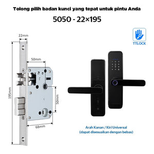 TTLOCK Bluetooth Smart Door Lock with Doorbell Kunci Pintu Sidik Jari APP Remote Unlock Password Kunci Pintu for Home Hotel Office