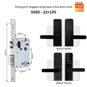 Tuya Kunci Pintu 5 In 1 Smart Door Lock with Doorbell Indonesia Kunci Pintu Sidik Jari Password Kunci Pintu Kamar with Electronic Anti-Lock