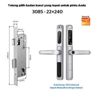Tuya Smart Door Lock with Doorbell Fingerprint Kunci Pintu Geser Mendukung Bahasa Indonesia Pssword Smart Lock Pintu Rumah for Sliding Aluminum Door