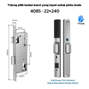 TTLOCK Waterproof Smart Door Lock Indonesia System 5 In 1 Kunci Pintu Sliding Geser Fingerprint Kunci Pintu Rumah for Aluminum Door