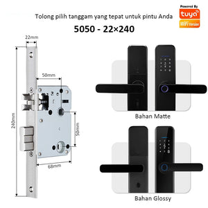 Tuya Kunci Pintu 5 In 1 Smart Door Lock with Doorbell Indonesia Kunci Pintu Sidik Jari Password Kunci Pintu Kamar with Electronic Anti-Lock