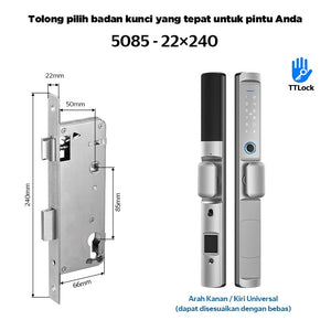 TTLOCK Waterproof Smart Door Lock Indonesia System 5 In 1 Kunci Pintu Sliding Geser Fingerprint Kunci Pintu Rumah for Aluminum Door
