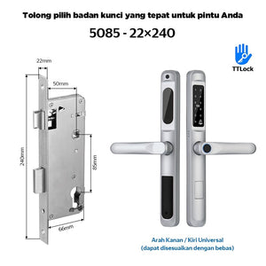 TTLOCK Smart Door Lock Fingerprint Kunci Pintu Sliding Slim Kunci Pintu Rumah Waterproof Kunci Pintu Kamar Zinc Alloy Door Lock for Sliding Door