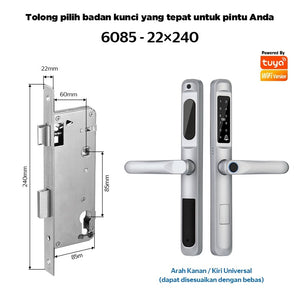 Tuya Smart Door Lock with Doorbell Fingerprint Kunci Pintu Geser Mendukung Bahasa Indonesia Pssword Smart Lock Pintu Rumah for Sliding Aluminum Door