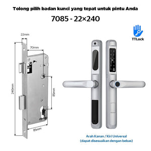 TTLOCK Smart Door Lock Fingerprint Kunci Pintu Sliding Slim Kunci Pintu Rumah Waterproof Kunci Pintu Kamar Zinc Alloy Door Lock for Sliding Door