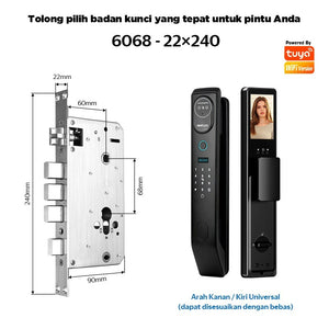 Tuya Fully Automatic Smart Door Lock with Security Camera 3D Face Unlock Indonesia Kunci Pintu Rumah Security Door Kunci Pintu with 6068 Mortise
