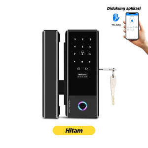 TTLOCK Smart Door Lock for Glass Door Fingerprint Kunci Pintu Sliding Kaca Frameless with Key Smart Glass Lock