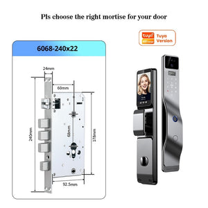 Indonesia Tuya Fully Automatic Smart Door Lock 7 In 1 Kunci Pintu Rumah with HD Camera Palmprint Face Unlock Interkom Dua Arah Kunci Pintu