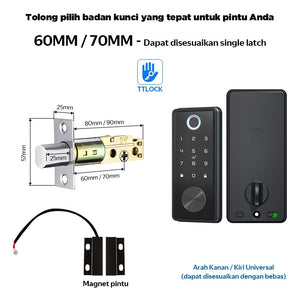 TTLOCK Digital Lock Fully Automatic Fingerprint Smart Door Lock Kunci Pintu Kamar without Handle Smart Home Password Kunci Pintu