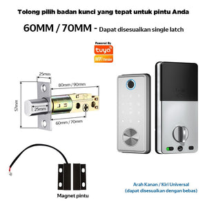 Tuya Smart Door Lock Fully Automatic Digital Lock Fingerprint Kunci Pintu Kamar without Handle Smart Home Password Electronic lock