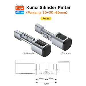 Tuya Smart Cylinder Lock Fingerprint Password Silinder Kunci Pintu for Home Bluetooth Digital Smart Door Lock