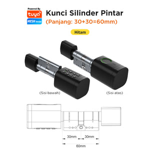 Tuya Smart Cylinder Lock Fingerprint Password Silinder Kunci Pintu for Home Bluetooth Digital Smart Door Lock