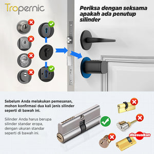 Tuya Smart Cylinder Lock Fingerprint Password Silinder Kunci Pintu for Home Bluetooth Digital Smart Door Lock