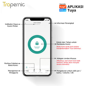 Tuya Smart Cylinder Lock Fingerprint Password Silinder Kunci Pintu for Home Bluetooth Digital Smart Door Lock