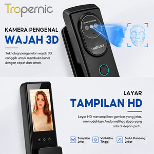 Tuya Fully Automatic Smart Door Lock with Security Camera 3D Face Unlock Indonesia Kunci Pintu Rumah Security Door Kunci Pintu with 6068 Mortise