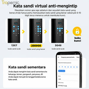 Tuya Fully Automatic Smart Door Lock with Security Camera 3D Face Unlock Indonesia Kunci Pintu Rumah Security Door Kunci Pintu with 6068 Mortise